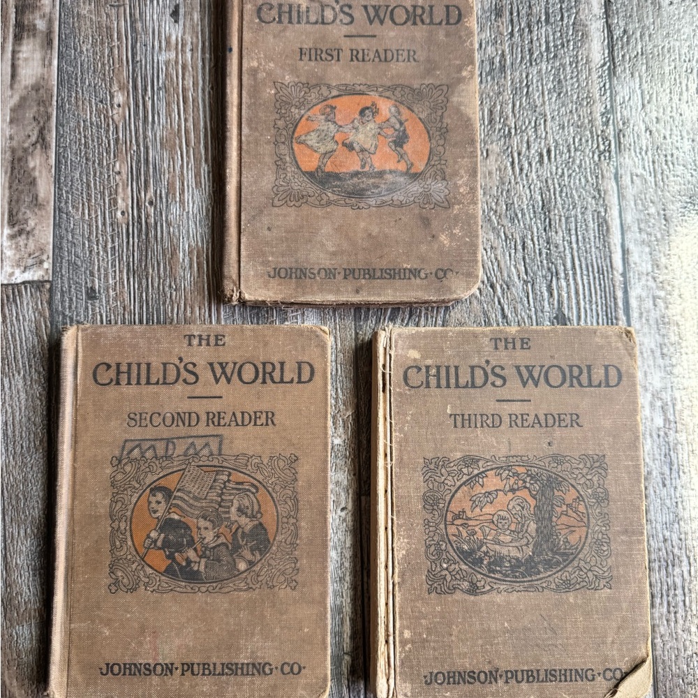 Antique The Child's World Books - Set Of 3 -  1917 Johnson Publishing Co.